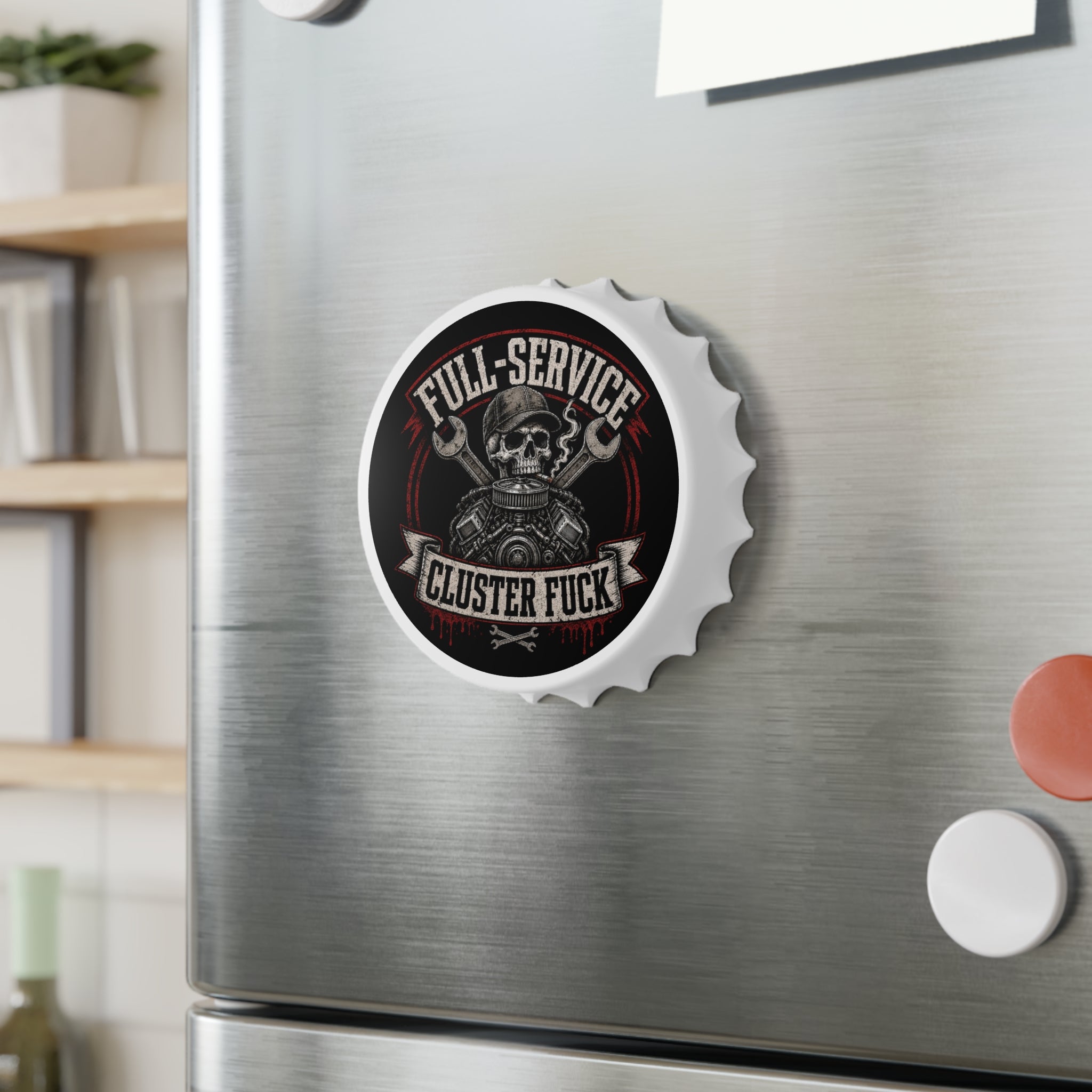 Bottle Opener – "Full-Service Cluster F***" Skull Wrench Design