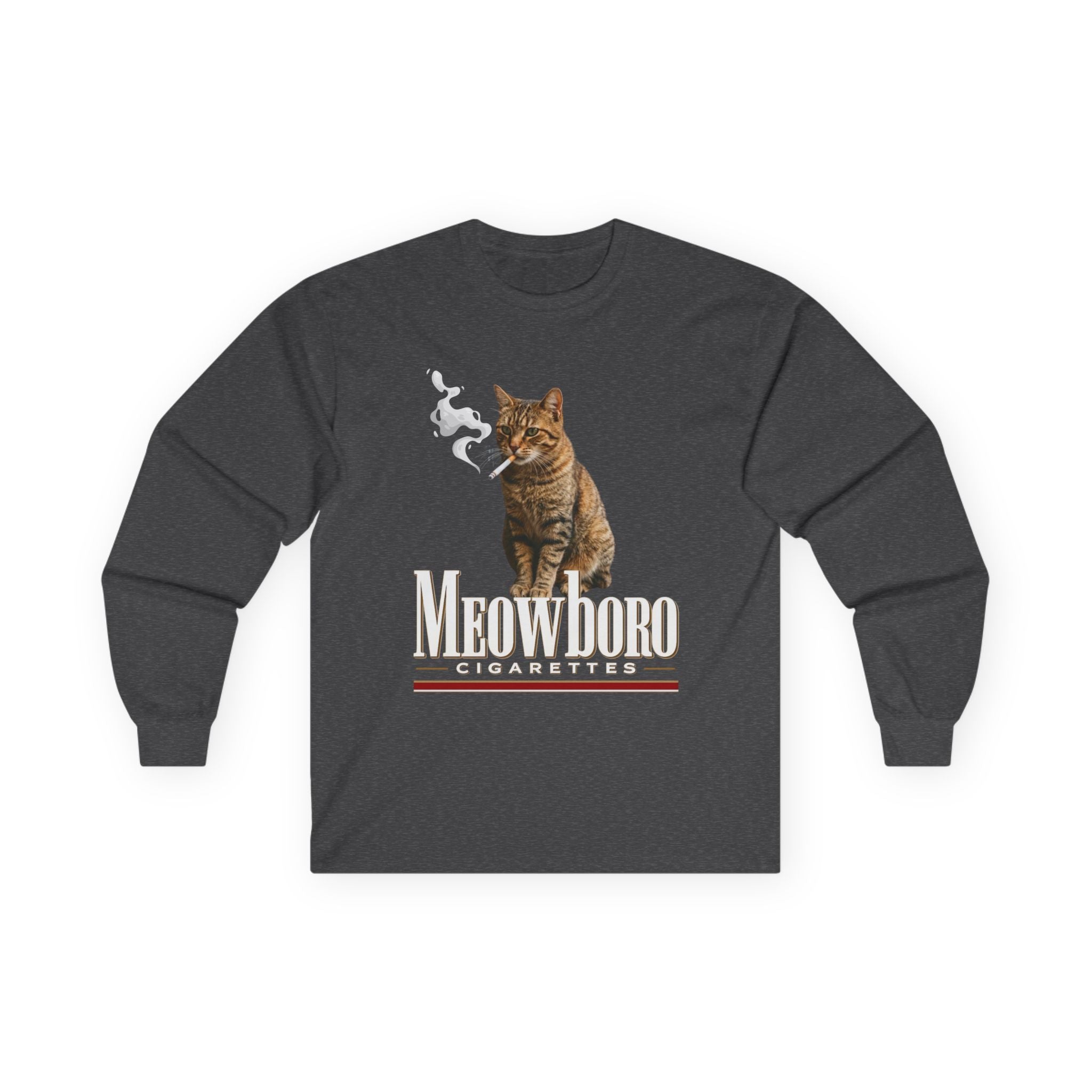 Meowboro Cat Long Sleeve Tee — Vintage Tabby Graphic "Meowboro"