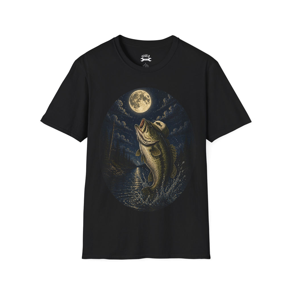 Bass Moon T-Shirt — Night Fishing Graphic Tee