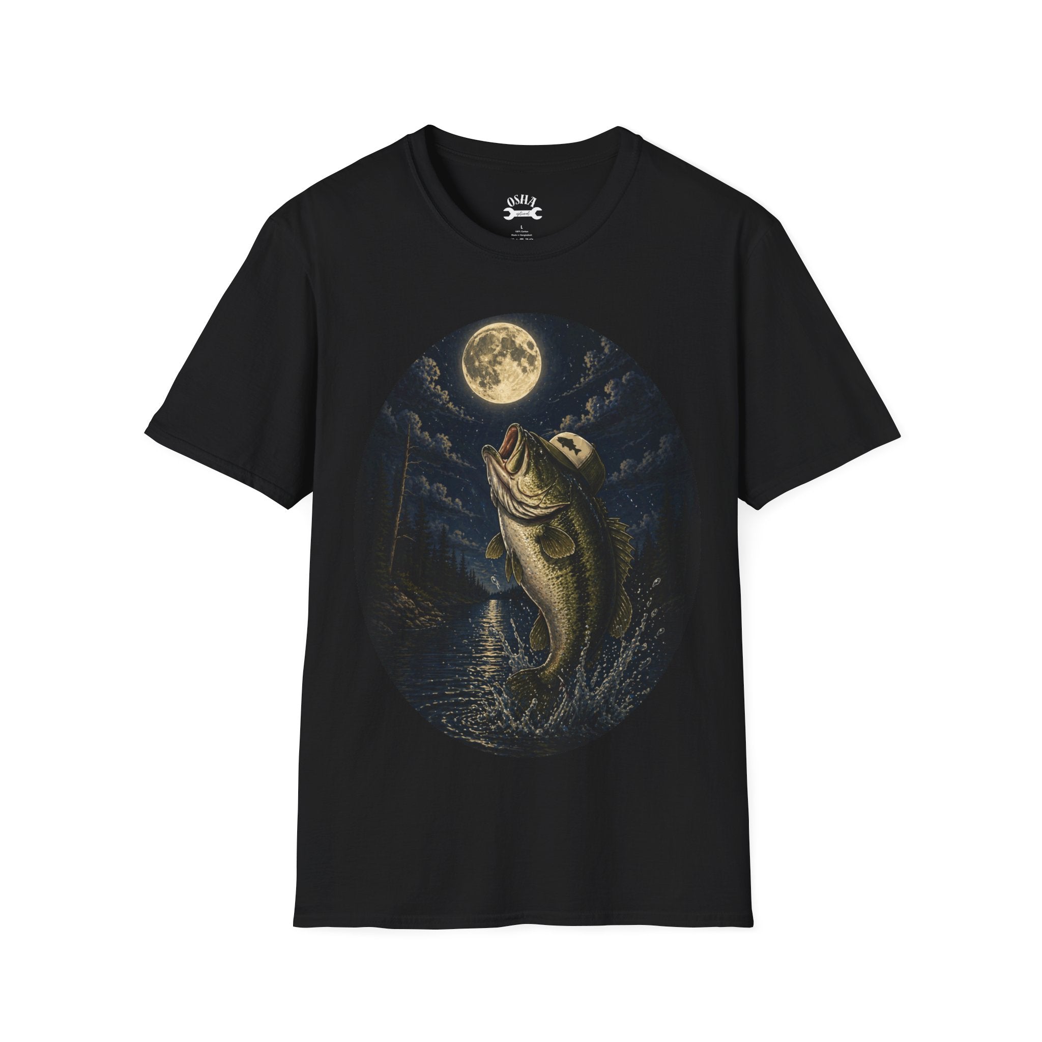 Bass Moon T-Shirt — Night Fishing Graphic Tee