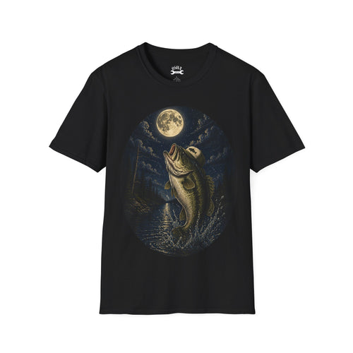 Bass Moon T-Shirt — Night Fishing Graphic Tee