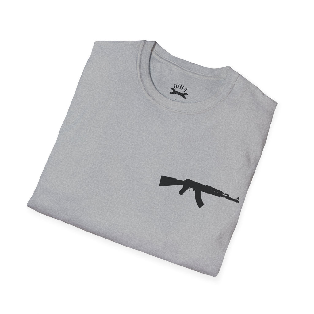 Problem Solver T-Shirt — Raccoon Holding Rifle Graphic Tee