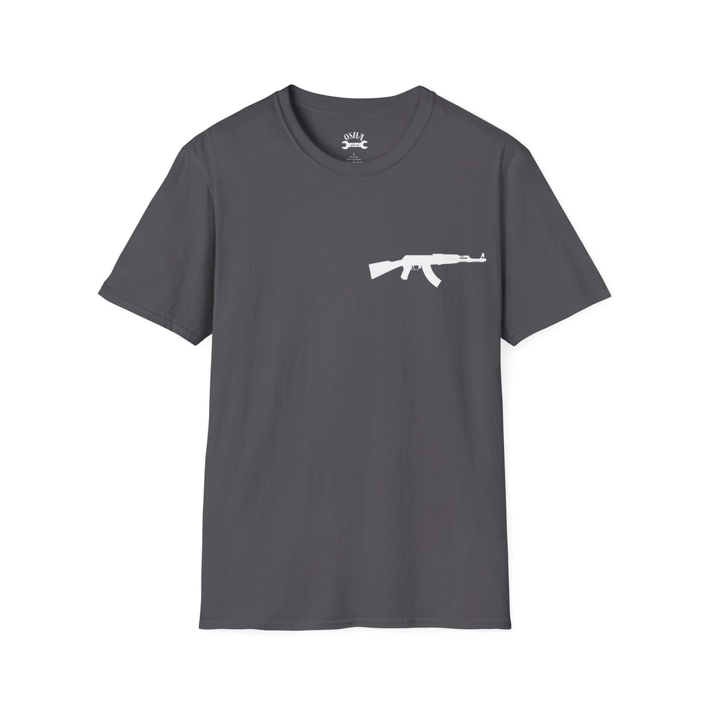 Problem Solver T-Shirt — Raccoon Holding Rifle Graphic Tee