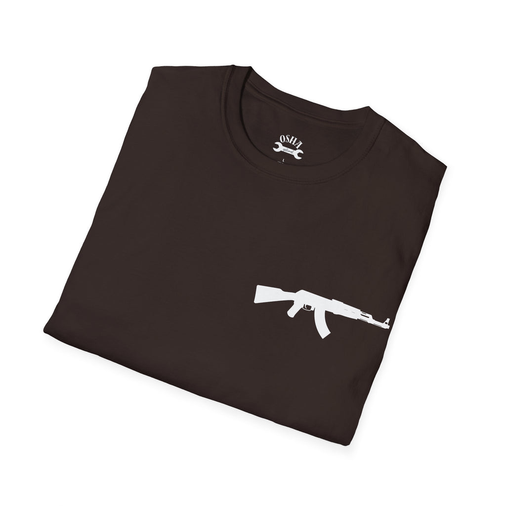 Problem Solver T-Shirt — Raccoon Holding Rifle Graphic Tee