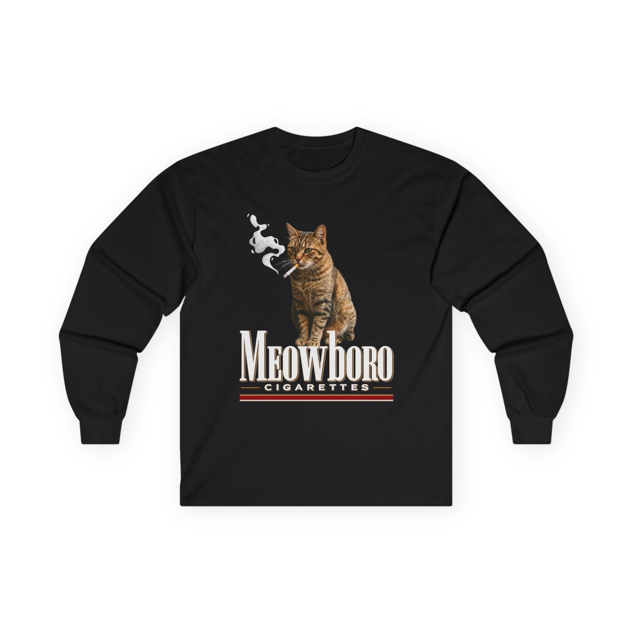 Meowboro Cat Long Sleeve Tee — Vintage Tabby Graphic "Meowboro"