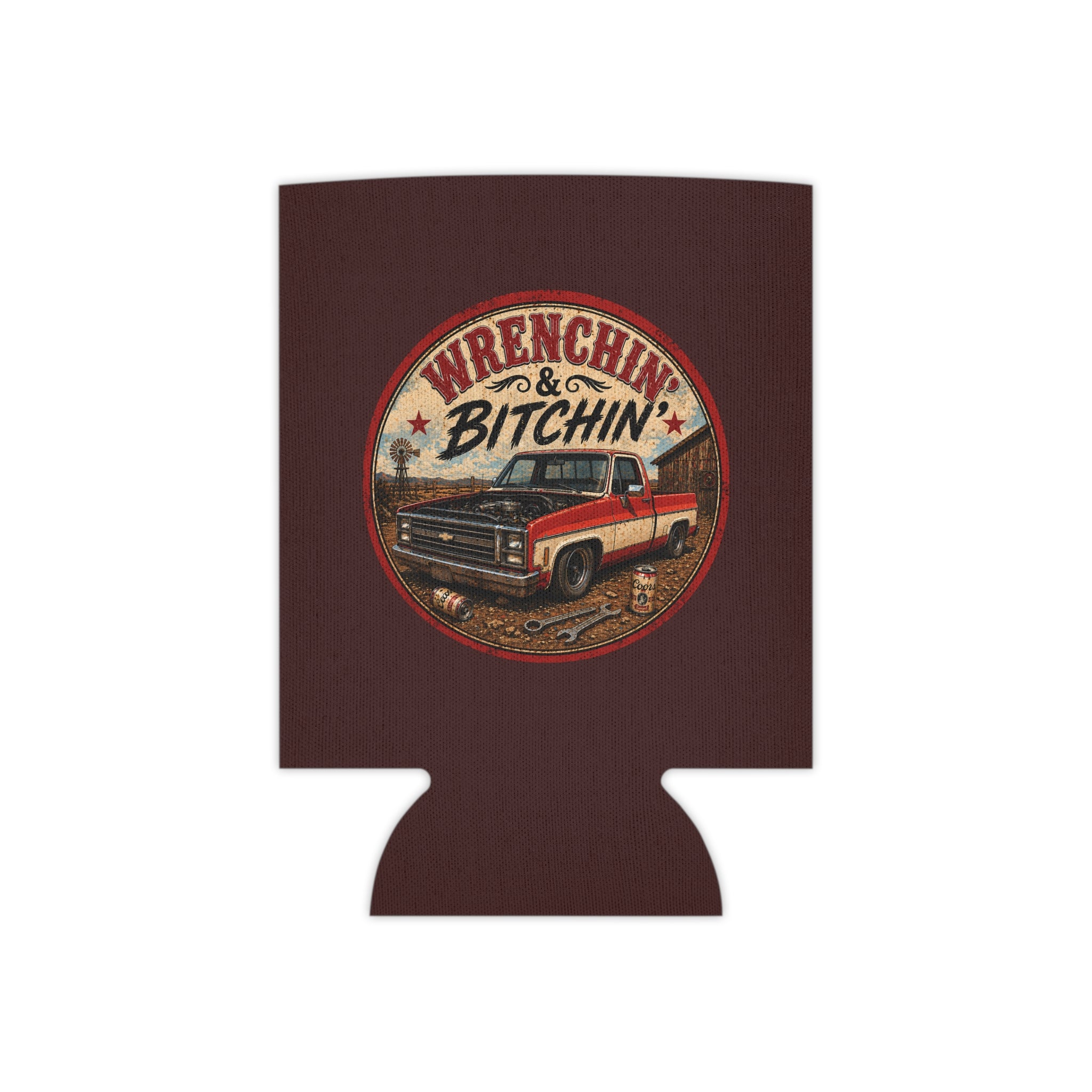 Can Cooler – “Wrenchin' & Bitchin'” Classic Truck Beer Koozie