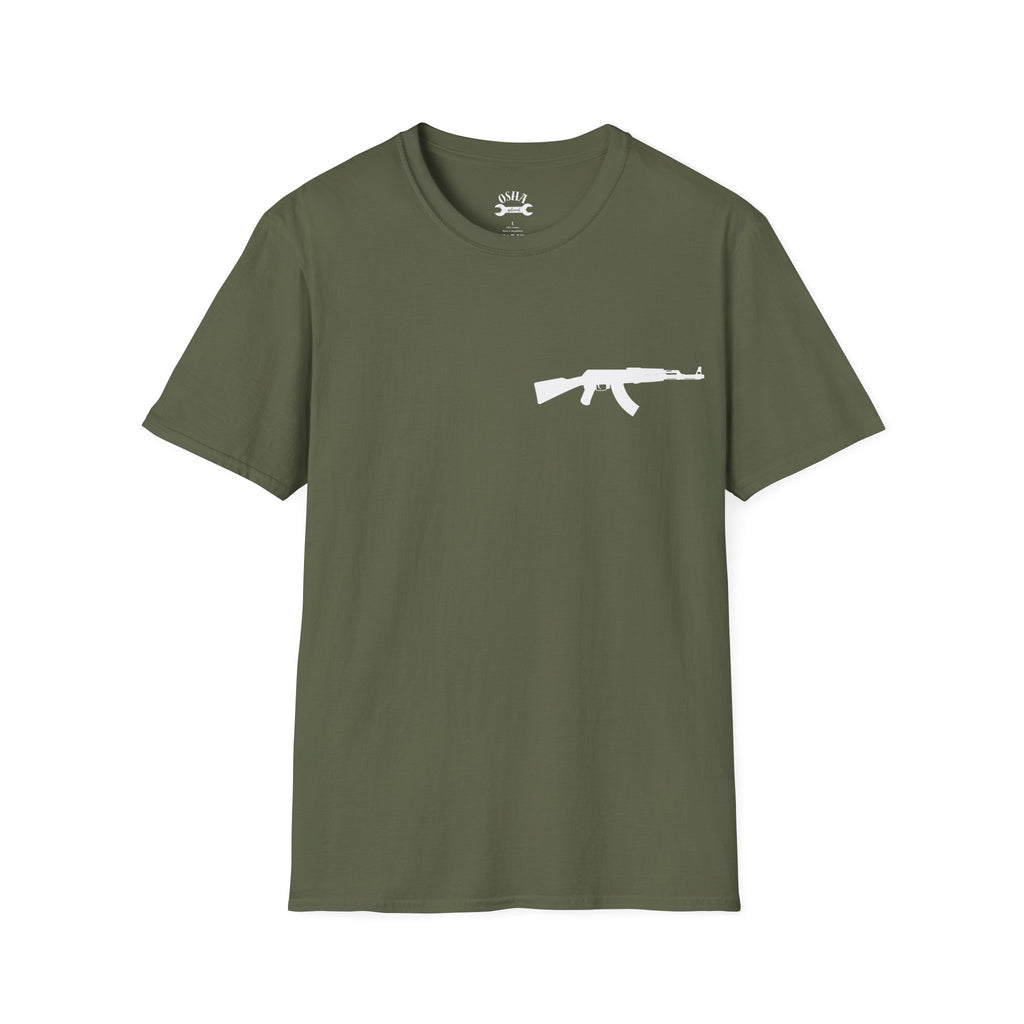 Problem Solver T-Shirt — Raccoon Holding Rifle Graphic Tee