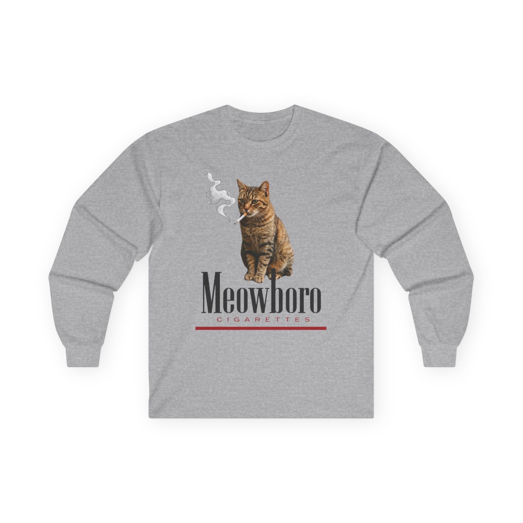 Meowboro Cat Long Sleeve Tee — Vintage Tabby Graphic "Meowboro"