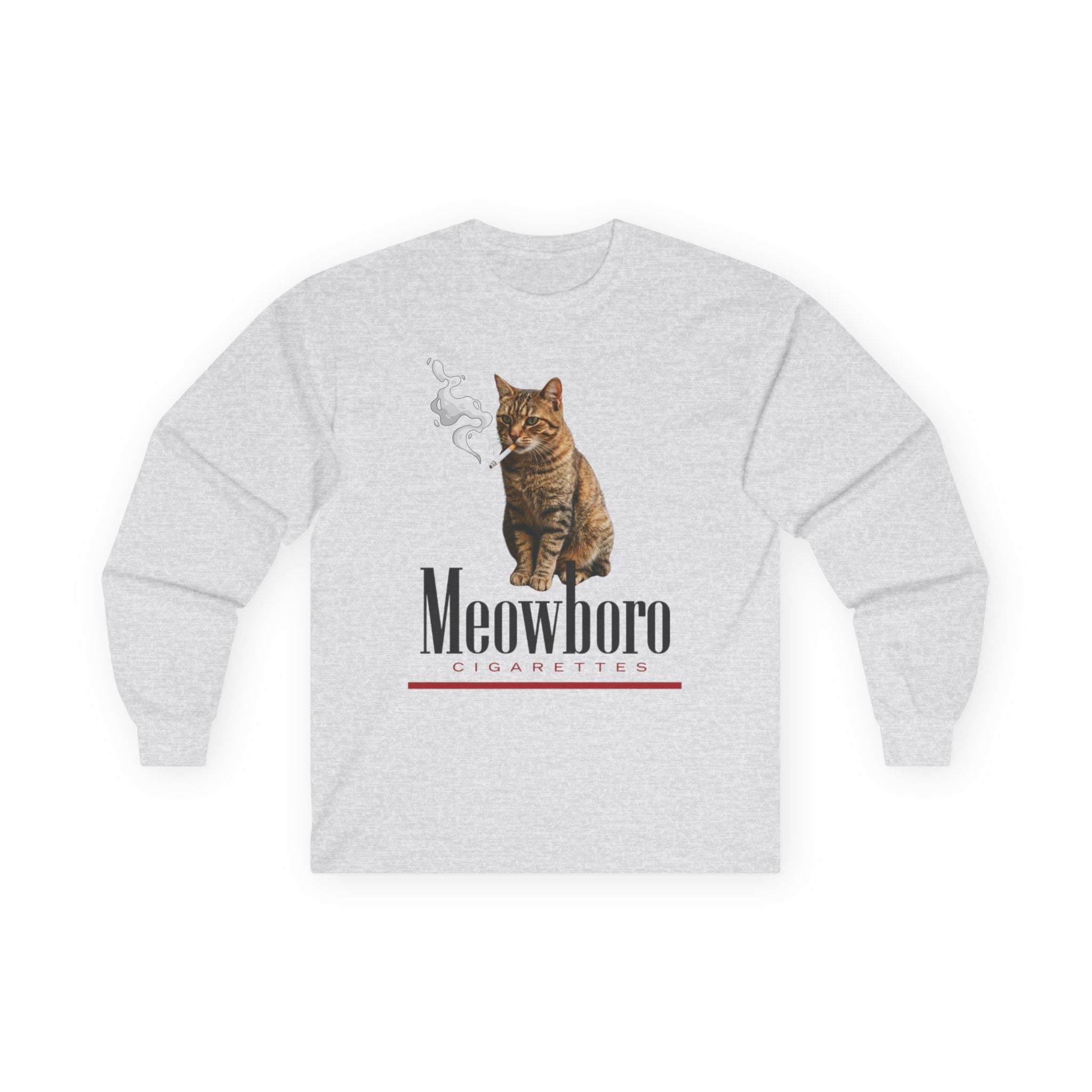 Meowboro Cat Long Sleeve Tee — Vintage Tabby Graphic "Meowboro"