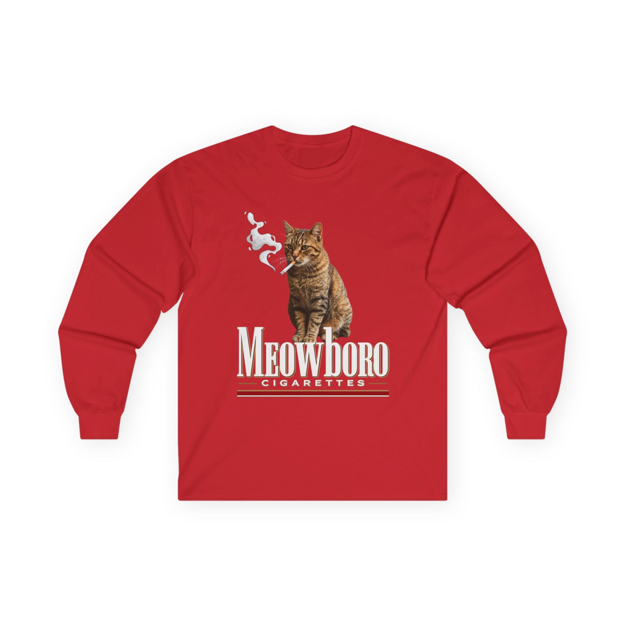 Meowboro Cat Long Sleeve Tee — Vintage Tabby Graphic "Meowboro"