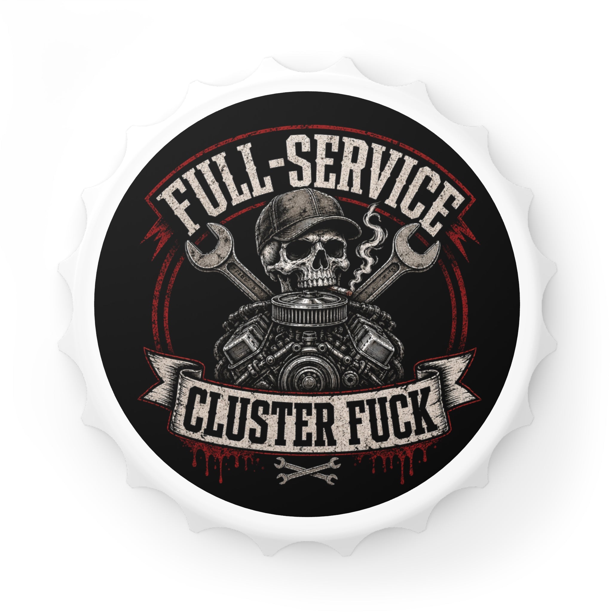 Bottle Opener – "Full-Service Cluster F***" Skull Wrench Design