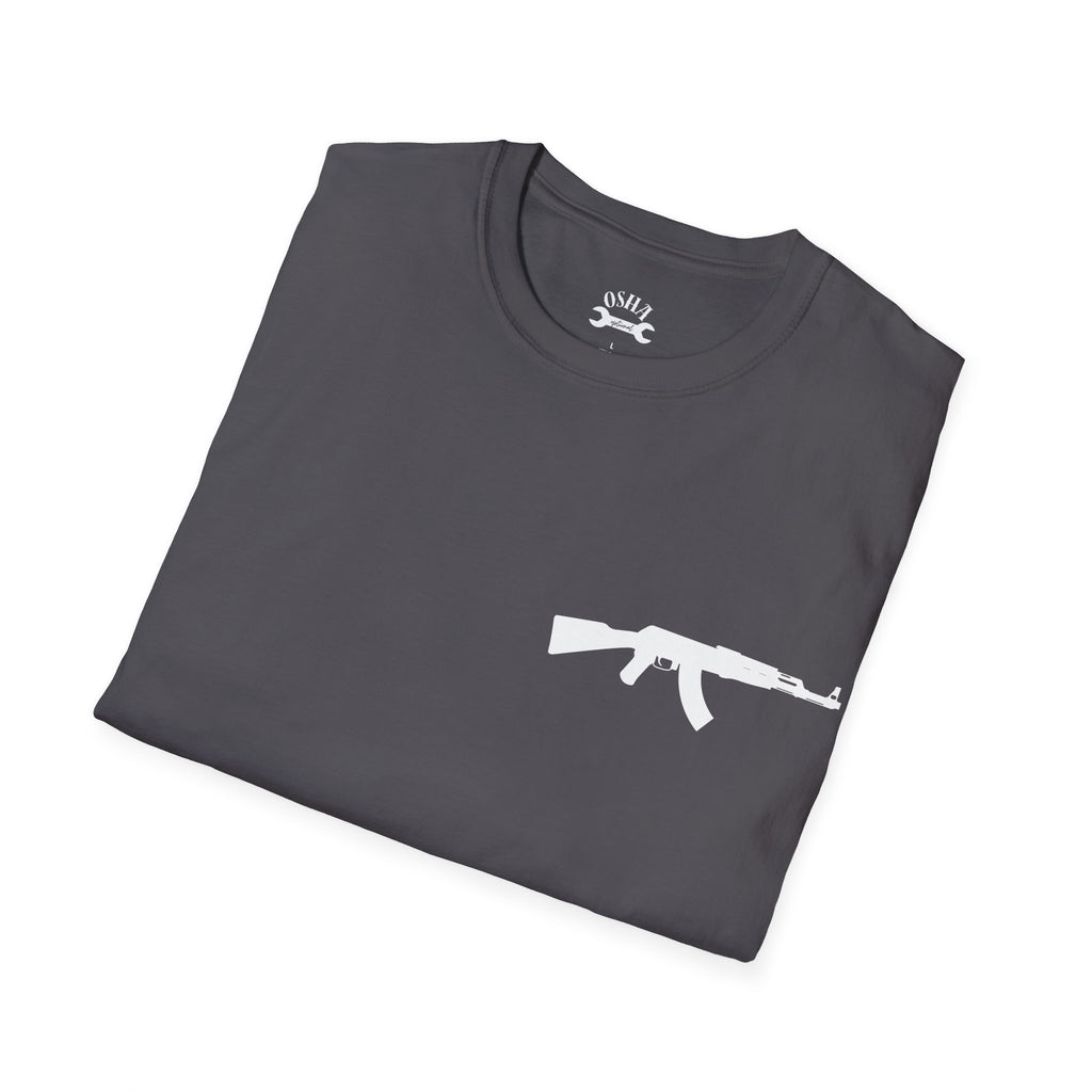 Problem Solver T-Shirt — Raccoon Holding Rifle Graphic Tee