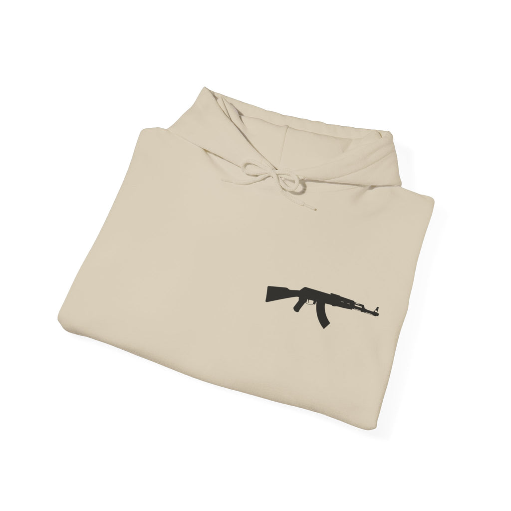 Problem Solver Raccoon Hoodie — Raccoon Holding AK-47 Graphic Hoodie