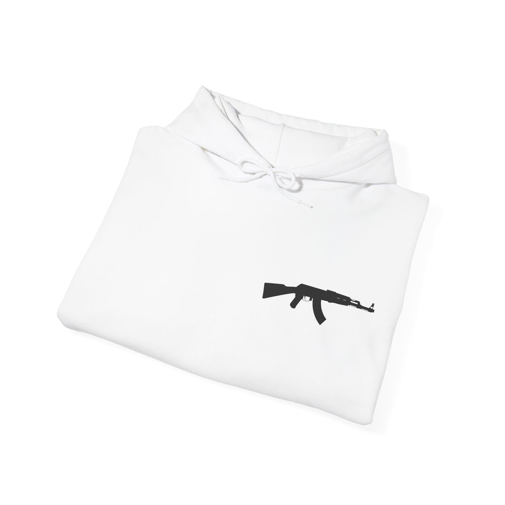 Problem Solver Raccoon Hoodie — Raccoon Holding AK-47 Graphic Hoodie