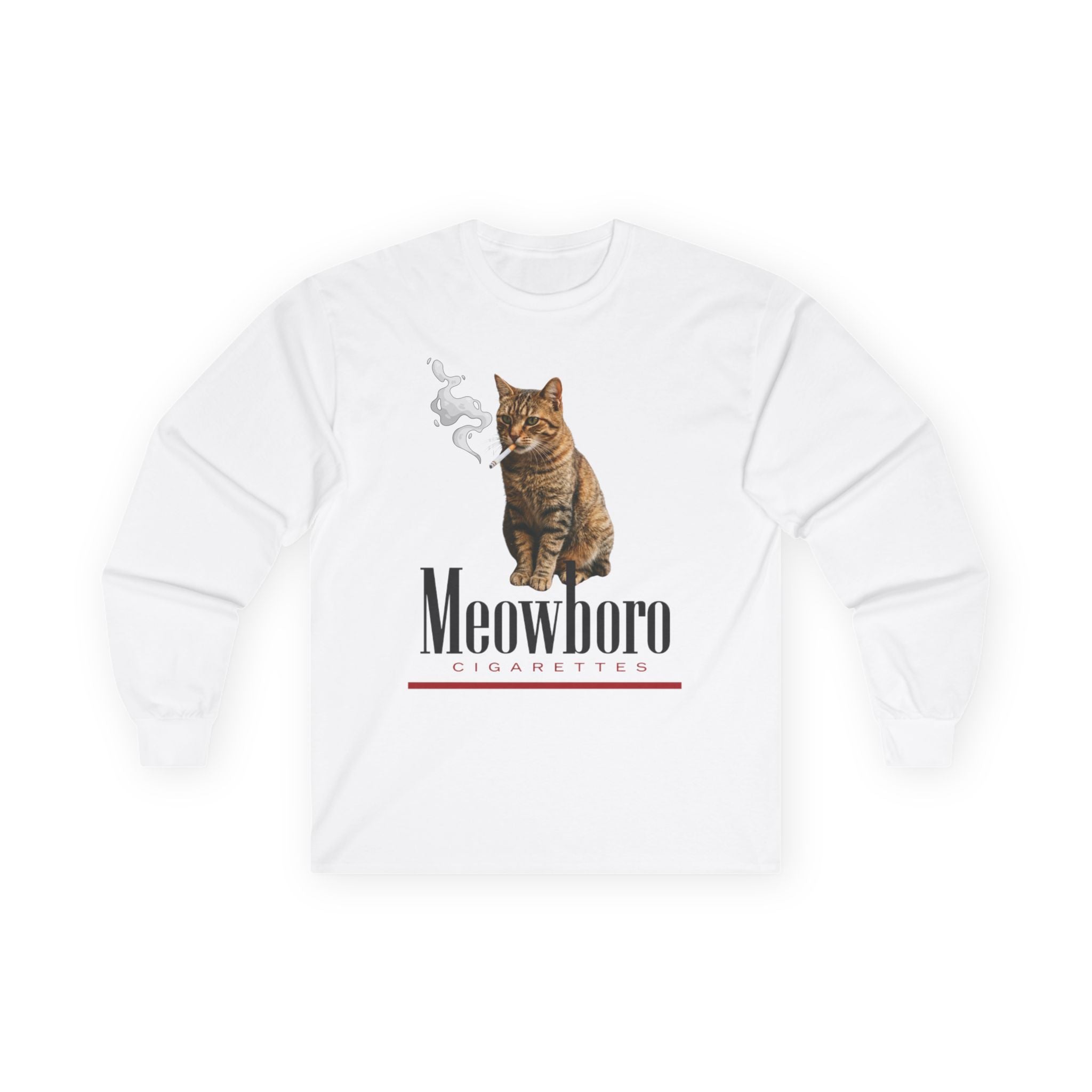 Meowboro Cat Long Sleeve Tee — Vintage Tabby Graphic "Meowboro"
